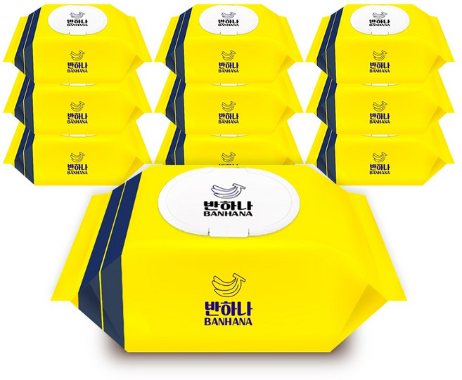 반하나 55gsm 옐로우는 물티슈 100매 10팩 엠보싱 캡형, 55g, 100개입, 10개