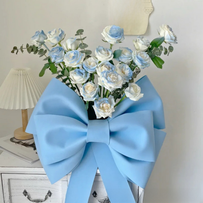 플랜와우 초대형 구김없는 소재 대왕 리본 DIY 장식, 1개, 스카이블루