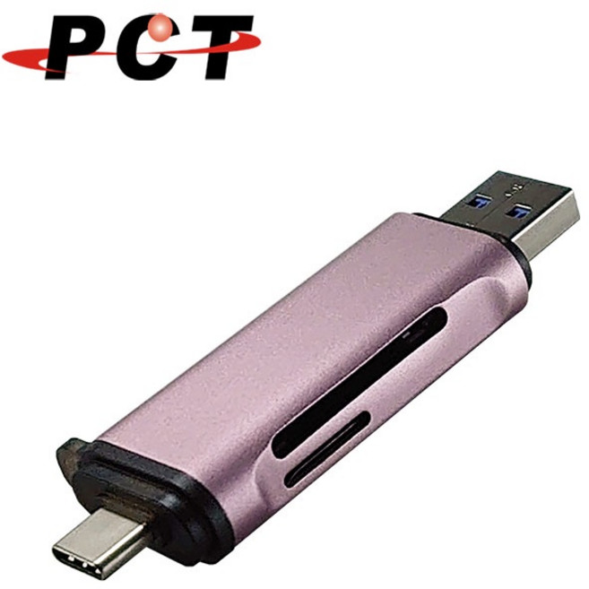 PCT USB-C / USB-A 2合1 SD / TF 讀卡機, 玫瑰金, 1個