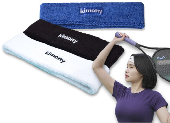 키모니 30수 타월 헤어밴드 헤드밴드 3개, 화이트+블랙+블루, 1세트