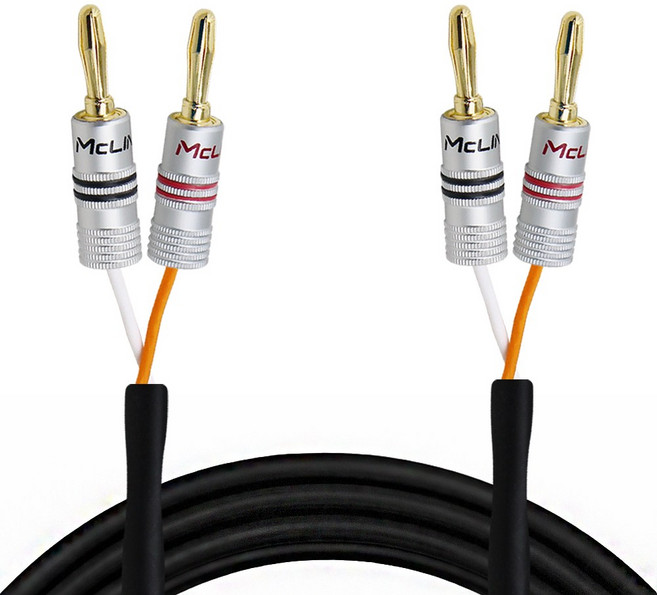 Banana Plug to 바나나 플러그 국산 16AWG (1.27SQ) 오디오 앰프 Twisted pair 스피커 케이블 McLine, 1개, MC-HA52 바나나 16AWG (1m)