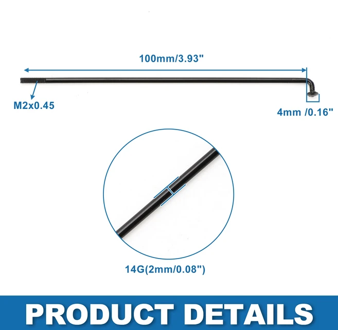 Xautohaux 자전거 스포크 바퀴 14G 100105108112115120125130135140151mm 길이 탄소강 아연 도금, 11 36pcs-100mm, 01 China Mainland