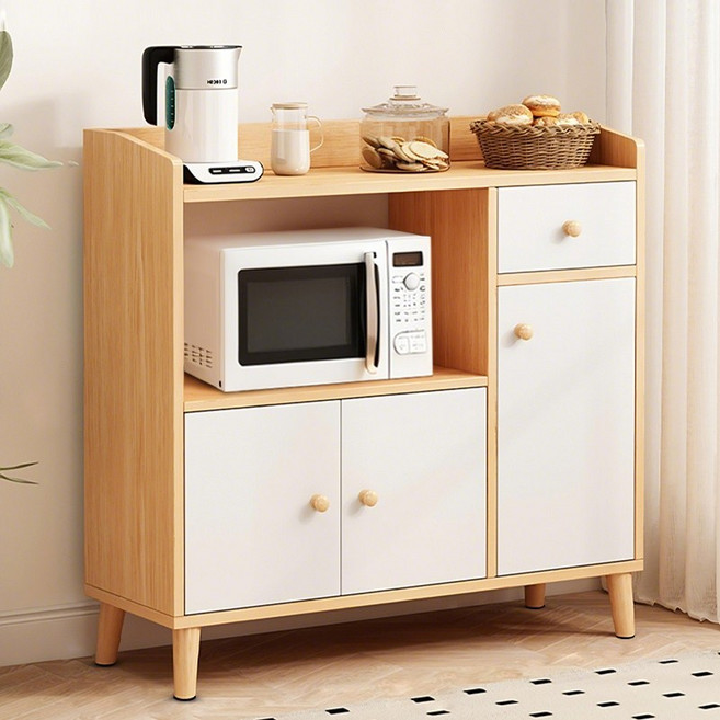 뷔이위이 주방수납장 다용도 렌지대 밥솥다이 에어프라이어 오븐선반, 2단, 우드&화이트