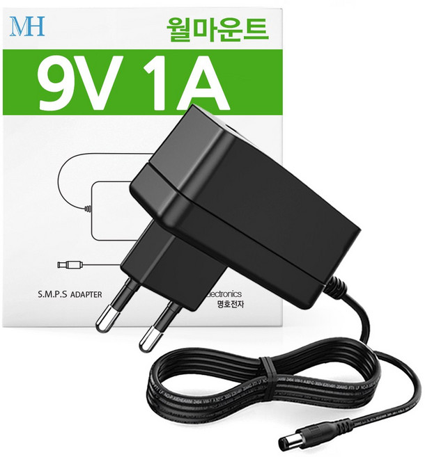 9V 1A 어댑터 (월마운트타입) ipTIME 유무선 공유기 호환 DC 아답터 9V1A, TY0900100K1MN (5.5x2.1~2.5mm), 1개