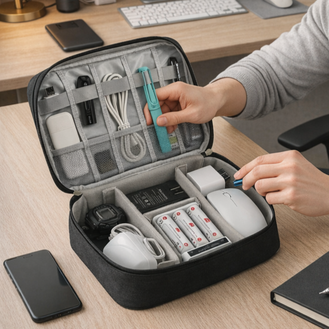 다브온픽 여행용 멀티 수납 파우치, 1개, 블랙