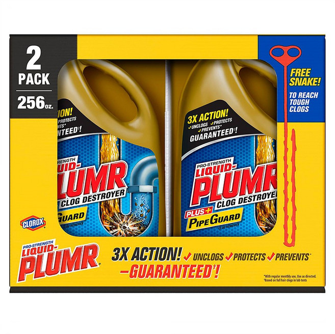 Liquid-Plumr Clog Destroyer Plus PipeGuard 리퀴드 플럼 클로그 디스트로이어 플러스 파이프가드 2개입 256oz(7.2kg), 1개