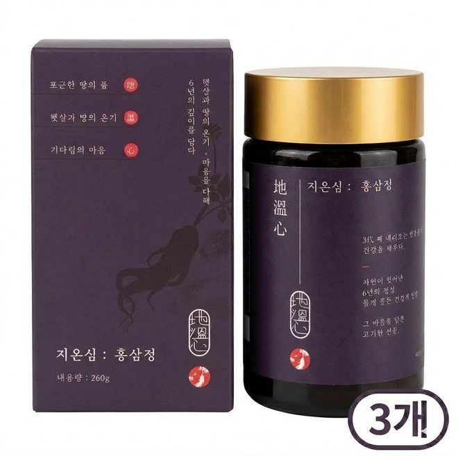 6년근 풍기 인삼 홍삼농축액 홍삼정 첨가물0% 순수 홍삼 100% 프리미엄 선물세트 보자기포장 쇼핑백 포함, 3개, 260ml