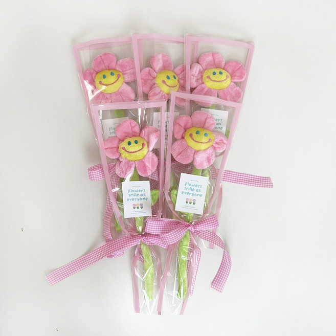 팔레트 스마일 인형 한 송이 꽃다발 스마일인형꽃다발 인형꽃다발, 5개, 핑크