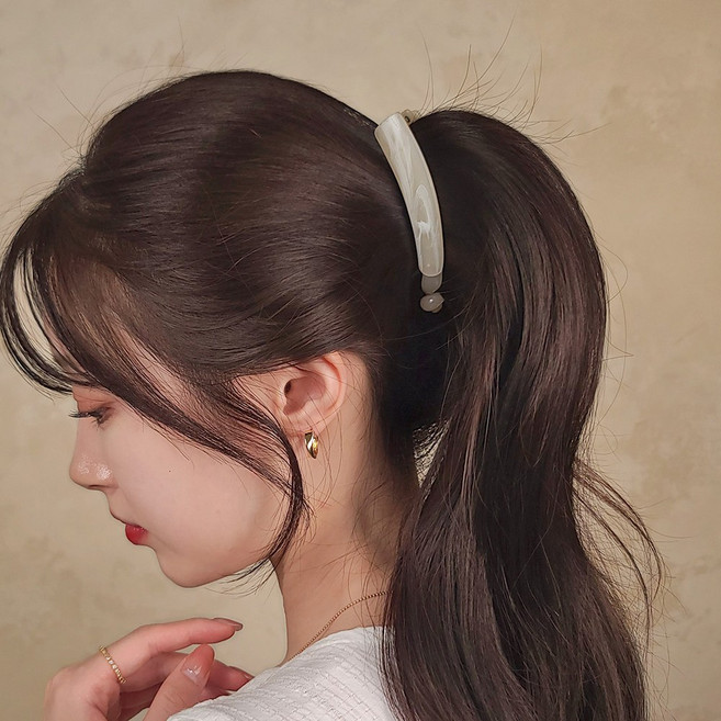 초콜리트쥬얼리 페스토 셀룰로오스 프렌치 마블 포니테일 숱적은머리 9cm 미니 헤어 집게 바나나핀 - 5color