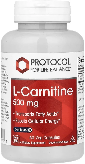 Protocol for Life Balance L-카르니틴 500mg 60 베지캡슐, 6개, 60정 - 쿠팡