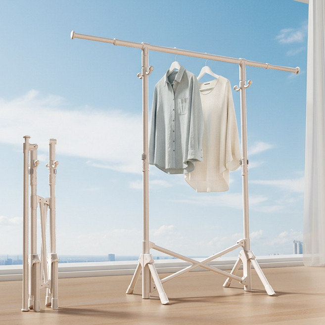 FODOSS 접이식 빨래건조대 원터치 건조 행거 튼튼한 이불 옷 다용도 건조대, 흰색
