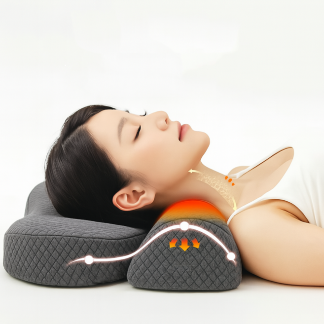 목 편한 꿀잠 경추베개 고밀도 메모리폼 옆잠 엎드림 전용 기능성 베개 코골이 방지 배개, 1개, 회색