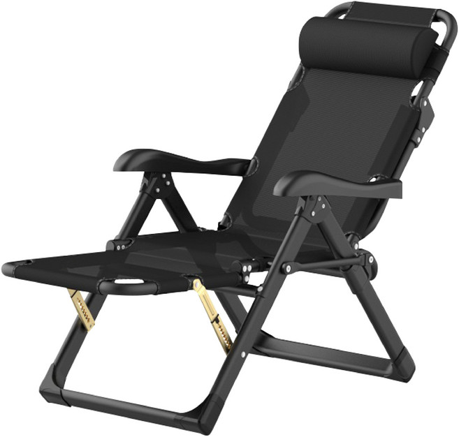 戶外折疊躺椅 特斯林透氣面料 陽台庭院午睡休閒躺椅, 升級雙方管躺椅-黑/(一張訂單限下一個)