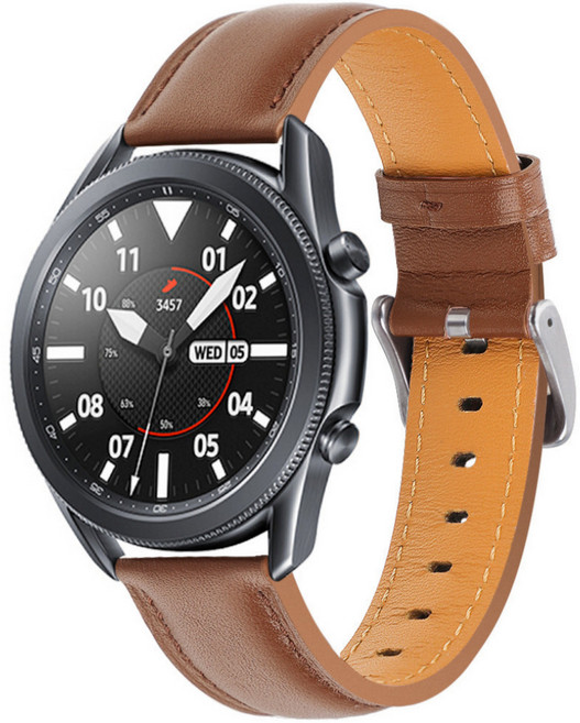 영스피플 갤럭시워치 7 6 5 4 호환 클래식 가죽 스트랩 프로 레더 시계줄, 브라운, 20mm