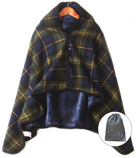 매이템 (대형140*100cm) 무릎담요+파우치포함 똑딱이담요 망토 밍크담요 사무실담요 극세사담요 차량용담요 차박 카페 캠핑담요