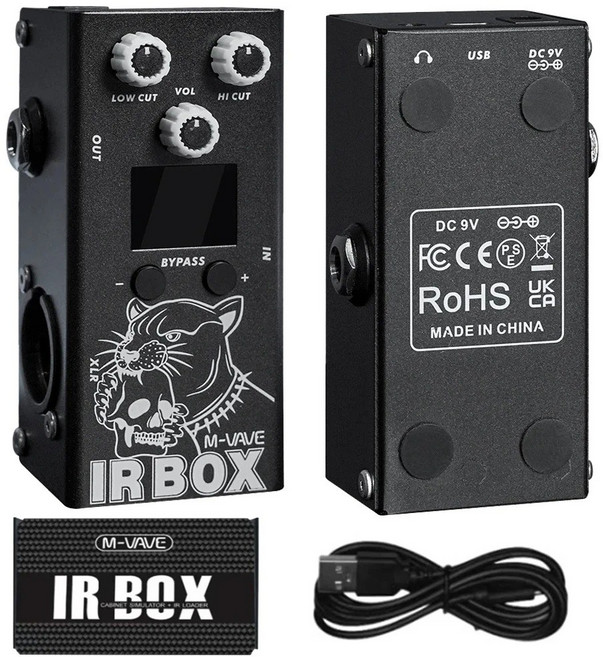 M-vave IR BOX 베이스 기타 멀티 이펙트 32개 프리셋 옵션 사용 가능 전화 앱 설정 9-세그먼트 이펙터 개별 이펙터 이펙터로 사용 가능, 1개