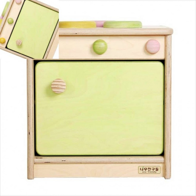 원목 렌지 원목가스렌지 가스렌지 주방놀이 유아교육, 1개, 노랑