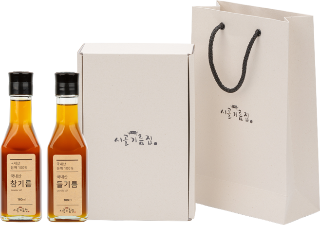 시골기름집 국내산 참기름 들기름 명절 선물세트, 2개, 180ml