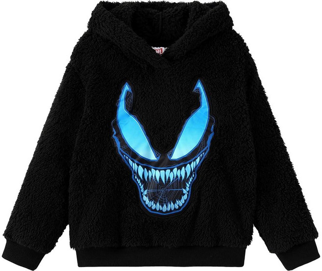 디즈니 마블 스파이더맨 스타워즈 토이 스토리 남아 여아 후드 풀오버 스웨트셔츠 경량 집업 후드 유아 아동용 만 2~12세 마블 베놈-블랙 3-4세