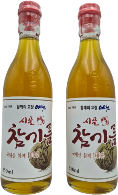 예천참기름 국산 350ml (청정지역 예천참깨 100%) 저온착유, 2개
