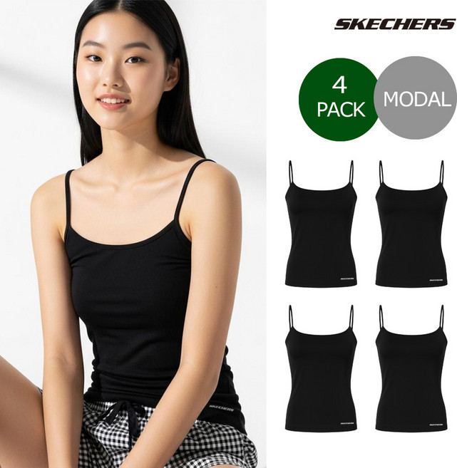 스케쳐스 여성용 모달 스판 베이직 이너 끈나시 4p