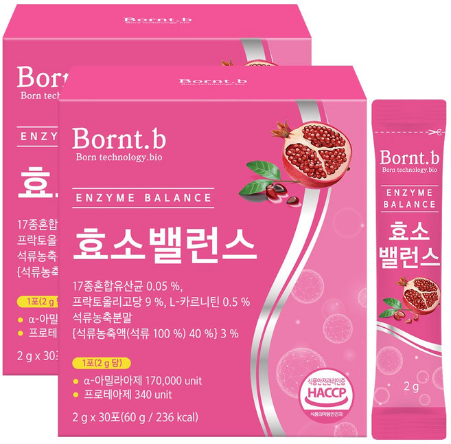 본트비 효소 밸런스 석류맛, 60g, 2박스