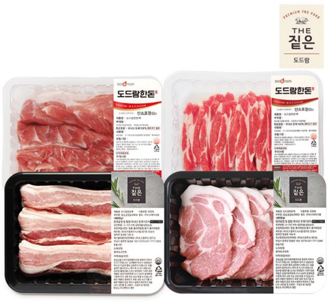 도드람한돈 더짙은 삼겹/목심+등심꽃살/등심덧살, 1세트, 1.5kg