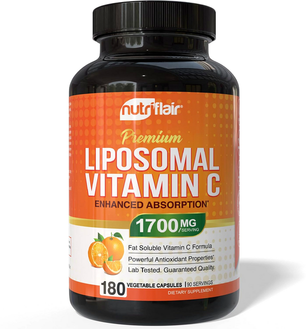 NutriFlair Liposomal Vitamin C 1600mg 뉴트리플레어 리포소말 비타민C 180캡슐, 1개, 180정
