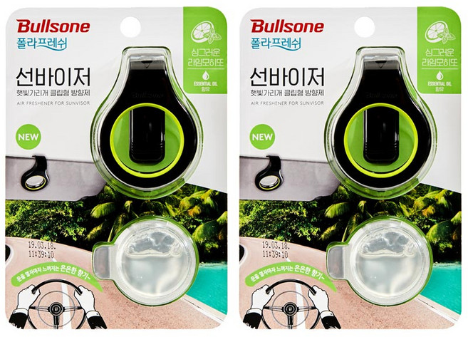 불스원 폴라프레쉬 선바이저 클립형 방향제 향기 자동차 차량용 썬바이저, 2개, 라임모히또