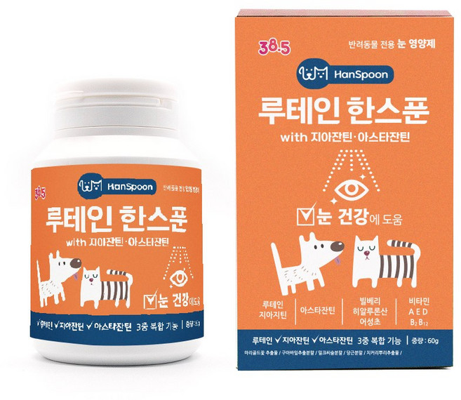 385도씨 반려동물 루테인 아스잔틴 한스푼 영양제, 눈물개선/눈건강, 60g, 1개