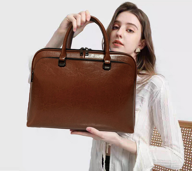 Mimi Market 여성 고급 소가죽 서류가방 여자 브리프케이스 직장인 노트북 가방 15.6인치