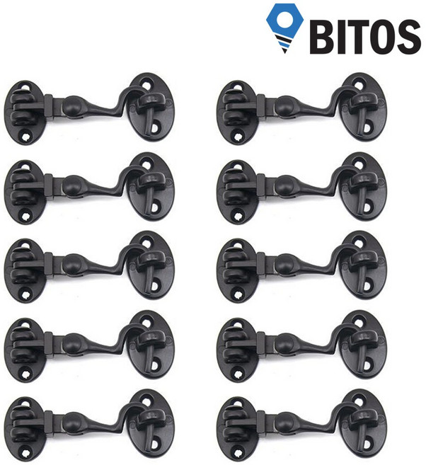 걸고리 문고리 현관문 걸쇠 아오리정 창문 잠금장치 도어부속 블랙 S사이즈, 10개