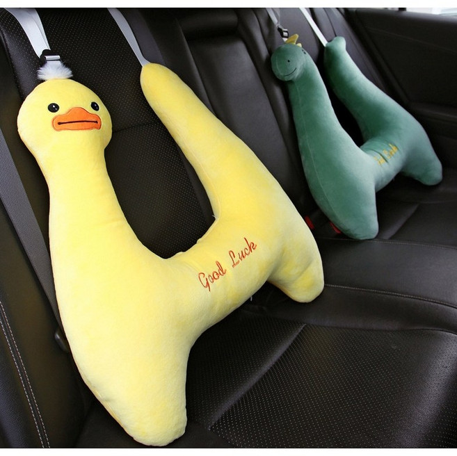 나조라 자동차 어린이 안전벨트 압박방지 수면 쿠션 인형용, 노랑오리, 1개