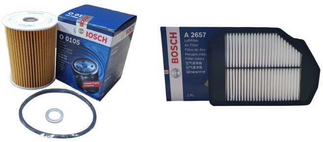 보쉬 엔진오일교환 필터 셋트 G80 DH 3.3/3.8 GDI 오일필터+에어필터 O0105+A2657, 오일필터:O0105,에어필터:A2657, 1세트