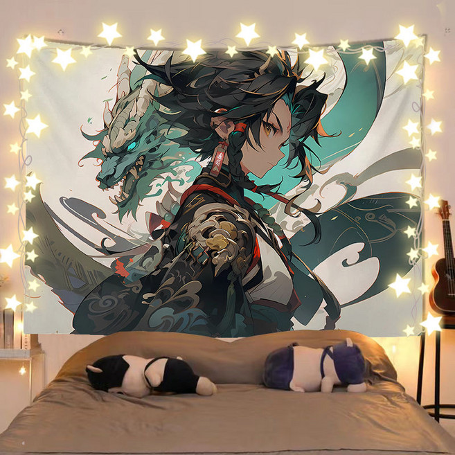 원신 굿즈 행잉 태피스트리 소 라이덴쇼군 호두 카미사토아야카 카에데하라카즈하 종려 야에미코 일러스트 패브릭포스터 벽 꾸미기 창문가리개 공간분이 문발 라이브방송 배경천 37종, 원신 패브릭 포스터-15