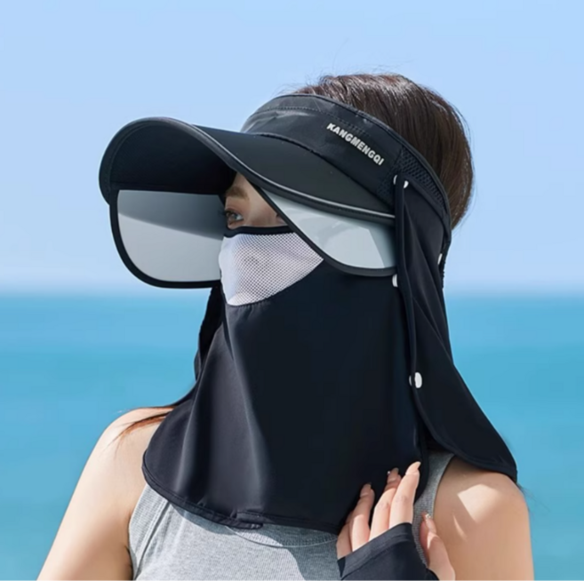 소푸미 햇빛가리개모자 확장형썬캡 자외선차단 밭일, 블랙