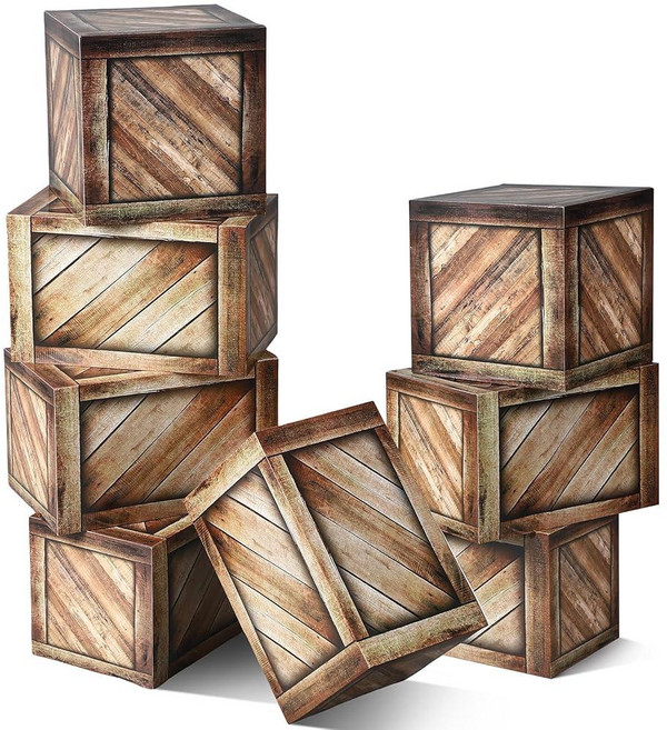 123962 Outus 8피스 건초 베일 박스 장식 웨스턴 카우보이 파티 트렁크 또는 간식 자동차 가짜 사진 부스 소품 나무 그레인 빨대 상자 가을 수확 할로윈용(나무 상자), 나무 상자