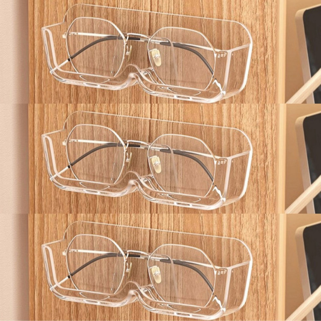 무핑 부착형 안경받침대 선글라스 거치대 무타공 가정용 매장용, 3개, 투명색