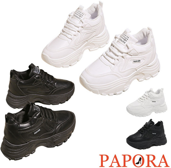 PAPORA 厚底休閒鞋 學生款 小白鞋 黑色運動鞋