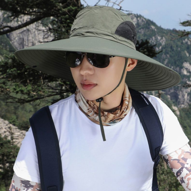 메쉬 아웃도어 와이드 햇빛 자외선 차단 버킷햇