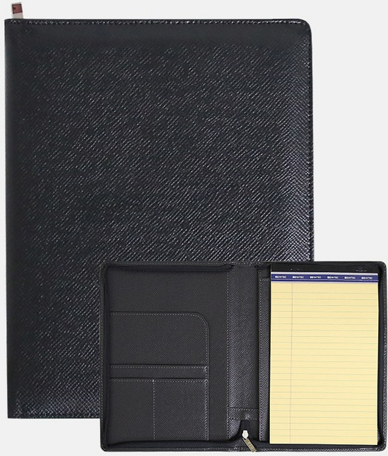 아인텍 프리미엄 A5 가죽 레포트패드 2단형 HH21, 지퍼_블랙[H5971](1개)