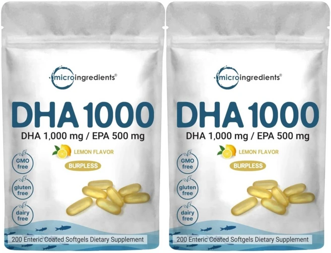 Micro Ingredients 오메가 3 1000mg 소프트젤 200정 x 2팩 - 쿠팡