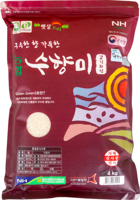 경기 화성 수향미 골든퀸3호 4kg / 향부터 다른 밥맛 좋은 쌀, 상등급, 1개