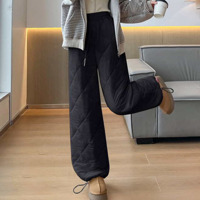 바이미니 여성 밴딩 패딩 누빔 팬츠