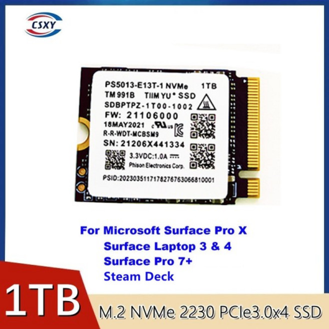 Microsoft Surface Pro 7+ 8 스팀 데크용 기존 1TB 2230 SSD NVMe PCIe 1T Gen3 x4 PM991a 또는 SN740 SN53, 03 1 테라바이트, 한개옵션1, 1개