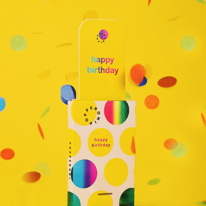 파퍼로니 컨페티 폭죽 카드 5종 중 택1 홈파티 생일파티 용품 베이비샤워 브라이덜샤워 소품, 생일 (노랑)