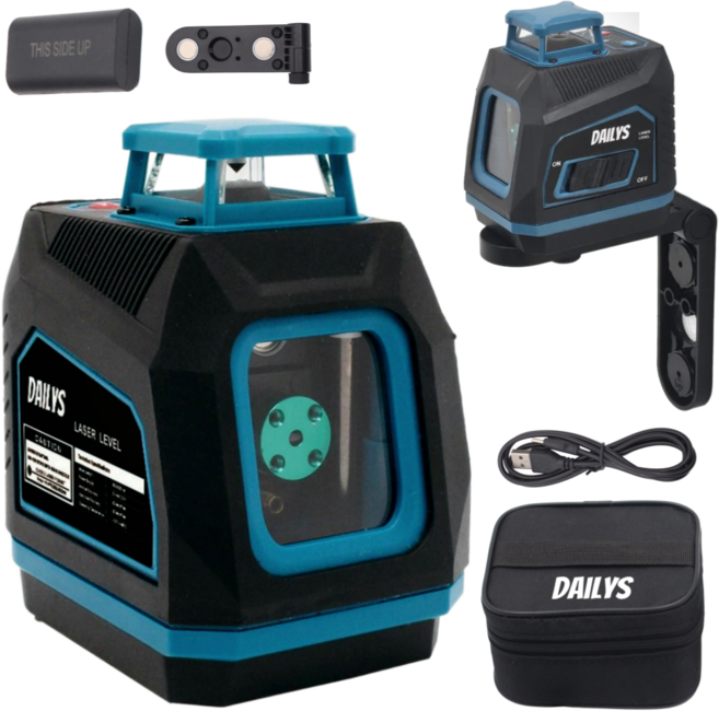 데일리공식 레이저레벨기 수평계 수평기 그린 5라인 방진 방수, 1개
