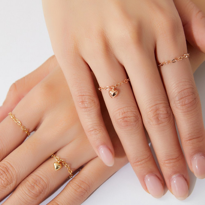 엘렌쥬얼리 14K 18K 할로우 타이니 프리모 체인 금 반지