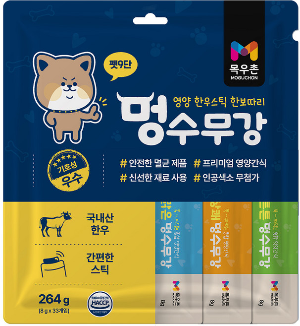 목우촌펫 강아지 펫9단 멍수무강 짜먹는 영양 간식 눈 11p + 관절 11p + 기관지 11p 세트, 1세트, 264g, 소고기맛