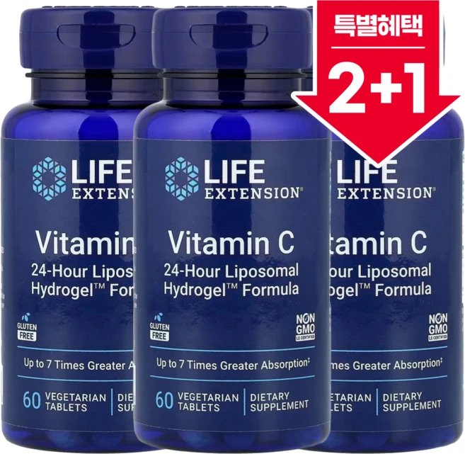 2+1 라이프익스텐션 리포소말 비타민C 1000mg 호로파씨 추출물 베지 정제 60정 / 해외직구 미국정품, 3개 - 쿠팡